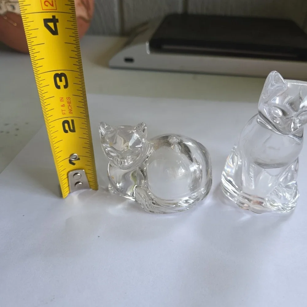Vintage Lenox Crystal Kitty Cat Salt & Pepper Shakers Kitten Germany 1980s Glass